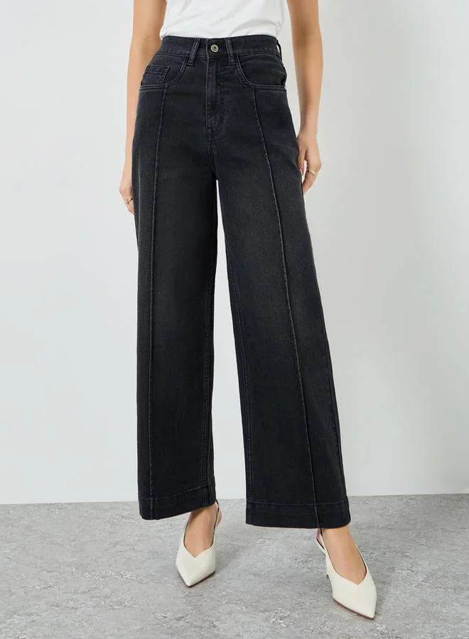 Styli Women Black High Rise Straight Leg Jeans